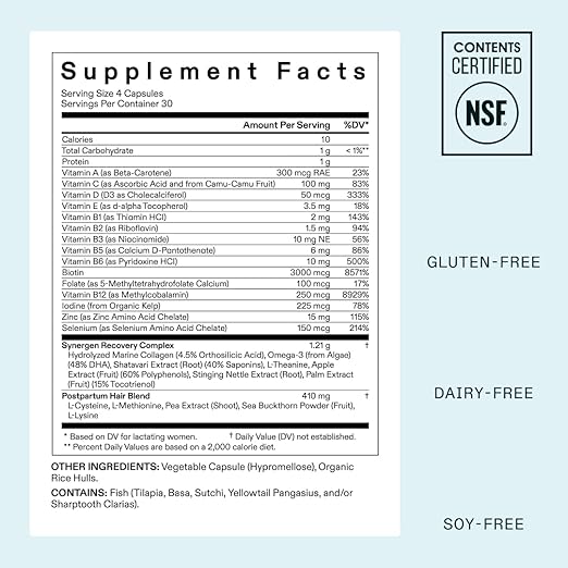 Nutrafol Postpartum Hair Growth Supplement With Clinically Effective, Breastfeeding-friendly Ingredients for Visibly Thicker, Stronger Hair (1-Month Supply)