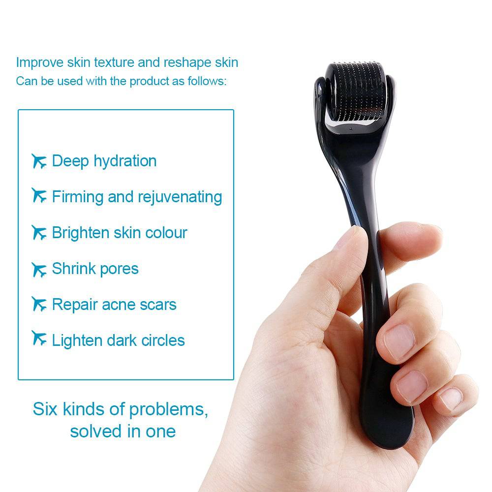 Derma Roller with 540 stainless steel Needles , Microneedling Roller for Beard Growth, Scarring and Face Skin Rejuvenation