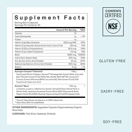 Nutrafol Women's Hair Growth Supplements, Ages 18-44, Clinically Proven for Visibly Thicker and Stronger Hair, Dermatologist Recommended - 1 Month Supply