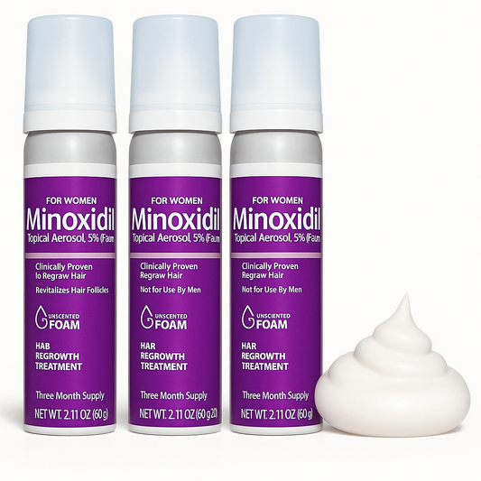 Kirkland Signature 5% Minoxidil Foam for Women, Hair Loss Regrowth Treatment, Unscented, Easy Application