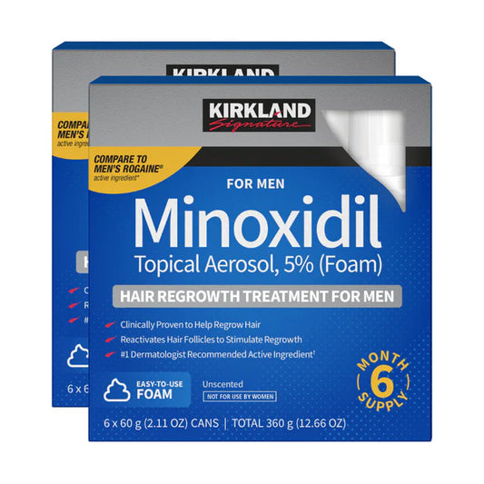 Kirkland Signature Hair Regrowth Treatment 5% Minoxidil Foam for Men, 2.13 fl. oz, 12-pack (12 Month Supply)