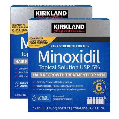 Kirkland Signature Hair Regrowth Treatment Extra Strength for Men, 5% Minoxidil Topical Solution, 2 fl. oz 12 pack (12 Month Supply)
