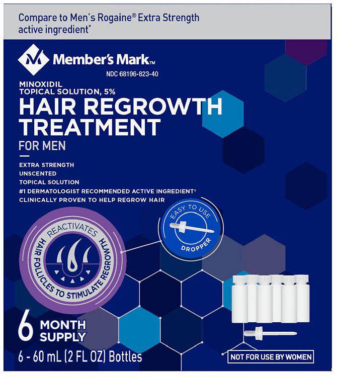 Member's Mark Hair Regrowth Treatment Extra Strength for Men, 5% Minoxidil Topical Solution, 2 fl. oz 6 pack (6 Month Supply)